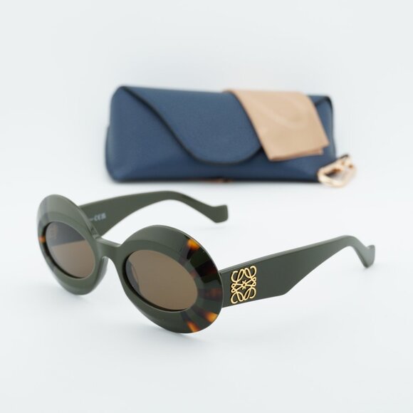 Loewe LW40091I 96E Oval Sunglasses – Havanan Green\\Brown main image 7